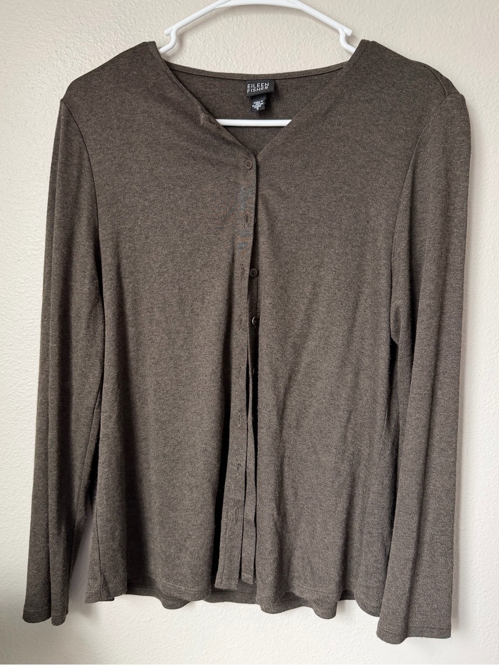 Eileen Fisher Lightweight Brown Button Front Transitional Fall Cardigan S Office